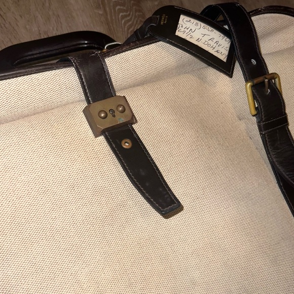 Vintage 70s Hermès Paris Travel Garment Leather & Canvas Bag Designer Luxury - Picture 13 of 14